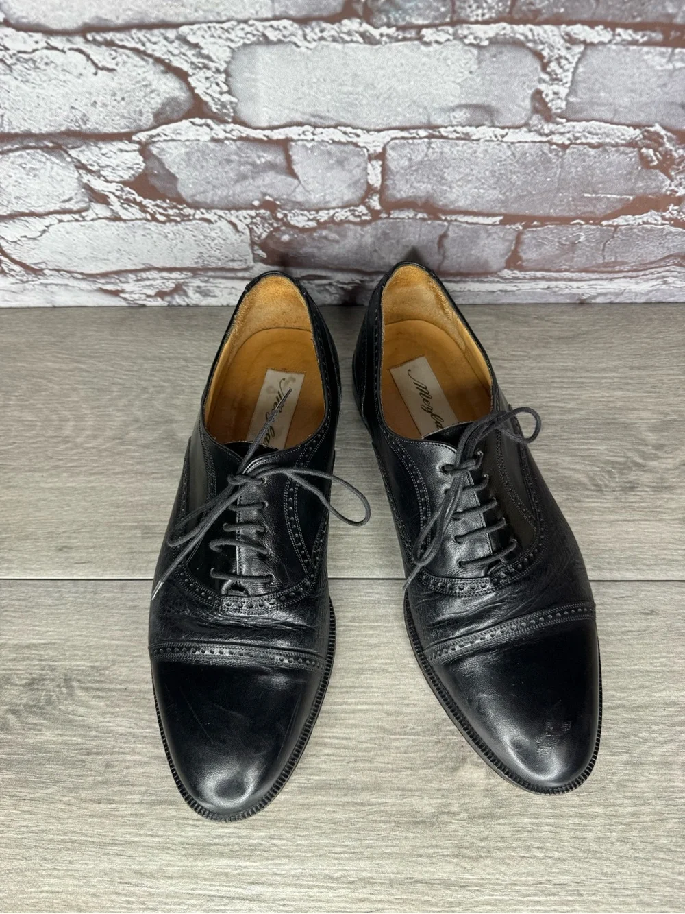 Mezlan Florence Black Leather Cap Toe Oxfords Dress Shoes Men Sz 9M US/42EU